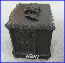 Victorian Antique Black Forest Carved Wooden Humidor Cigar Table Box