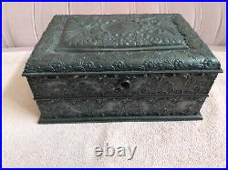 Victorian Silver Plate Derby Cigar Humidor Great condition BEAUTIFUL REPEOUSSE