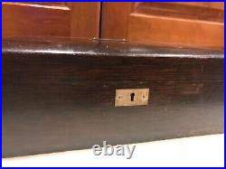 Vintage 12x4x8 Mahogany Humidor Box Desk Wood Cigar Chrome metal inside