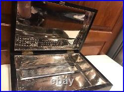 Vintage 12x4x8 Mahogany Humidor Box Desk Wood Cigar Chrome metal inside