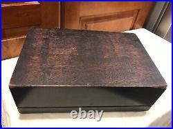 Vintage 12x4x8 Mahogany Humidor Box Desk Wood Cigar Chrome metal inside
