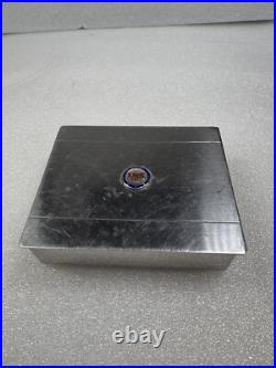 Vintage 1950s United States Steel USS Metal Humidor Cigar Wood Box Holder Case