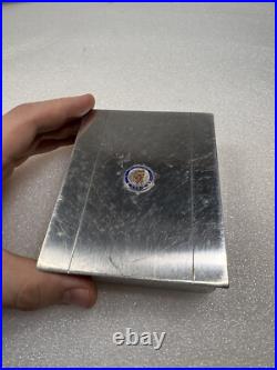 Vintage 1950s United States Steel USS Metal Humidor Cigar Wood Box Holder Case