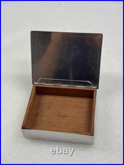 Vintage 1950s United States Steel USS Metal Humidor Cigar Wood Box Holder Case