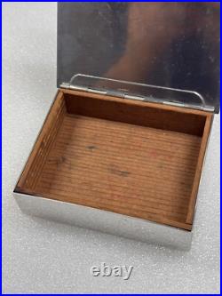 Vintage 1950s United States Steel USS Metal Humidor Cigar Wood Box Holder Case