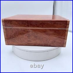 Vintage 90's-2000s Elie Bleu Burl Wood 75 Cigar Humidor with Key & Cigar Case Vintage 90's-2000s Elie Bleu Burl Wood 75 Cigar Humidor with Key & Cigar Case