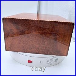 Vintage 90's-2000s Elie Bleu Burl Wood 75 Cigar Humidor with Key & Cigar Case