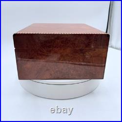 Vintage 90's-2000s Elie Bleu Burl Wood 75 Cigar Humidor with Key & Cigar Case