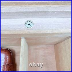 Vintage 90's-2000s Elie Bleu Burl Wood 75 Cigar Humidor with Key & Cigar Case