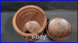 Vintage African Wood Carved Folk Art Tribal Lidded Tobacco Humidor or Jar Box