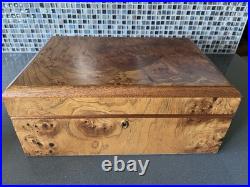 Vintage Agresti Burled Wood Italian Handmade Cigar Humidor Beautiful