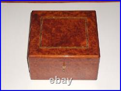 Vintage Alfred Dunhill Inlaid Burl Wood Cigar Box Made in France 10 X 9 X 6