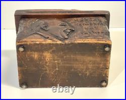 Vintage Antique Folk Art Humidor Box Sculpture Nobody Smokes But Father