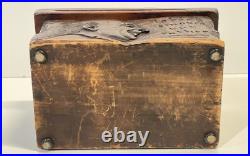 Vintage Antique Folk Art Humidor Box Sculpture Nobody Smokes But Father