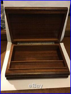 Vintage Art Art Deco Cigarbox Humidor In Burled Wood With Sterling Silver Accent