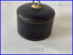 Vintage Black Leather Tabacco Tobacco Humidor Box Italian Leather Gold Embossed Vintage Black Leather Tabacco Tobacco Humidor Box Italian Leather Gold Embossed
