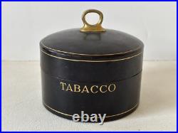 Vintage Black Leather Tabacco Tobacco Humidor Box Italian Leather Gold Embossed Vintage Black Leather Tabacco Tobacco Humidor Box Italian Leather Gold Embossed
