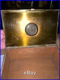 Vintage Bradley & Hubbard Brass Humidor Cigar Box Chest B&h With Rare Lock & Key