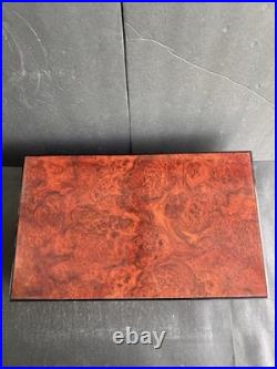 Vintage Burl Wood Humidor Large Cigar Box with Hygrometer & Brass Hinges