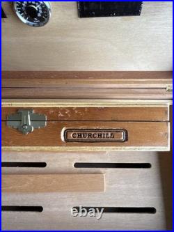 Vintage Burl Wood Humidor Large Cigar Box with Hygrometer & Brass Hinges