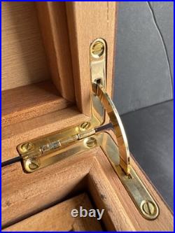 Vintage Burl Wood Humidor Large Cigar Box with Hygrometer & Brass Hinges