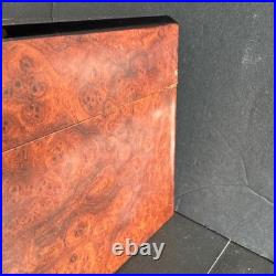 Vintage Burl Wood Humidor Large Cigar Box with Hygrometer & Brass Hinges