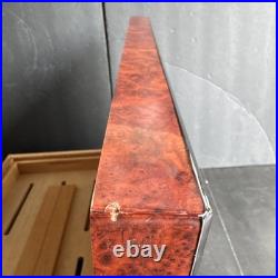 Vintage Burl Wood Humidor Large Cigar Box with Hygrometer & Brass Hinges