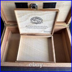 Vintage Burl Wood Humidor Large Cigar Box with Hygrometer & Brass Hinges
