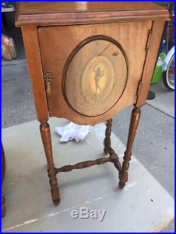 Vintage Cigar Box Cabinet Nightstand Copper Lined Humidor