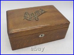 Vintage Cigar Humidor Old Wooden Cigar Box Tin Lined 1920's Cool 10x7x4 Vintage Cigar Humidor Old Wooden Cigar Box Tin Lined 1920's Cool 10x7x4