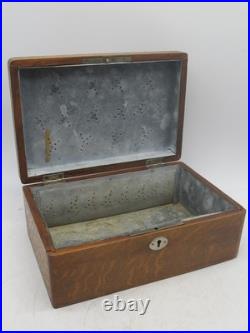 Vintage Cigar Humidor Old Wooden Cigar Box Tin Lined 1920's Cool 10x7x4 Vintage Cigar Humidor Old Wooden Cigar Box Tin Lined 1920's Cool 10x7x4