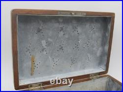 Vintage Cigar Humidor Old Wooden Cigar Box Tin Lined 1920's Cool 10x7x4 Vintage Cigar Humidor Old Wooden Cigar Box Tin Lined 1920's Cool 10x7x4