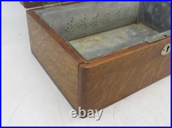 Vintage Cigar Humidor Old Wooden Cigar Box Tin Lined 1920's Cool 10x7x4 Vintage Cigar Humidor Old Wooden Cigar Box Tin Lined 1920's Cool 10x7x4