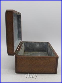 Vintage Cigar Humidor Old Wooden Cigar Box Tin Lined 1920's Cool 10x7x4 Vintage Cigar Humidor Old Wooden Cigar Box Tin Lined 1920's Cool 10x7x4
