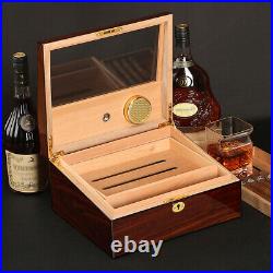 Vintage Cigar Humidors Case Box Hygrometer Wood Cedar Collection 50 CT Holders