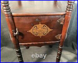 Vintage Cushman Wood Humidor Smoke Box Accent Telephone Table