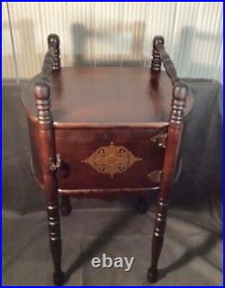 Vintage Cushman Wood Humidor Smoke Box Accent Telephone Table