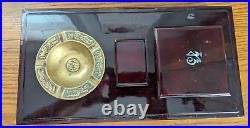 Vintage Deep Red Cigarette or Cigar Box Humidor Mother Of Pearl Lacquered Wood