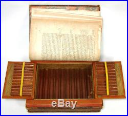 Vintage French Leather Bound Books Smokers Box for Cigars, Histoire de France