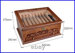 Vintage Habanos Cedar Wood Cigar Box Storage Case with Humidifier and Hygrometer