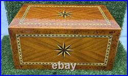 Vintage Italian Parquetry Inlaid Cigar Humidor Box 8 Point Star Handmade