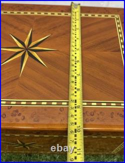 Vintage Italian Parquetry Inlaid Cigar Humidor Box 8 Point Star Handmade