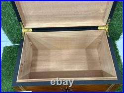Vintage Italian Parquetry Inlaid Cigar Humidor Box 8 Point Star Handmade
