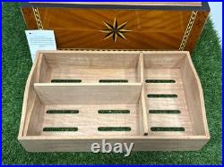 Vintage Italian Parquetry Inlaid Cigar Humidor Box 8 Point Star Handmade