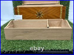 Vintage Italian Parquetry Inlaid Cigar Humidor Box 8 Point Star Handmade