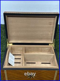 Vintage Italian Parquetry Inlaid Cigar Humidor Box 8 Point Star Handmade