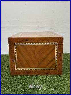 Vintage Italian Parquetry Inlaid Cigar Humidor Box 8 Point Star Handmade