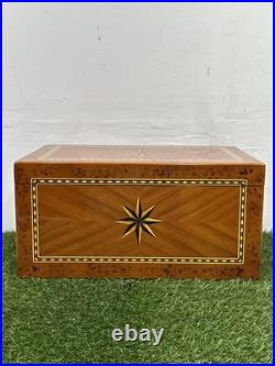 Vintage Italian Parquetry Inlaid Cigar Humidor Box 8 Point Star Handmade