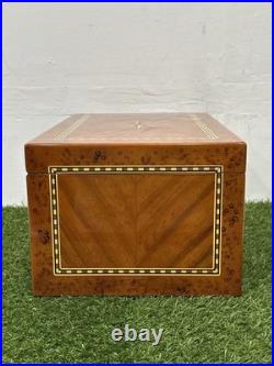 Vintage Italian Parquetry Inlaid Cigar Humidor Box 8 Point Star Handmade