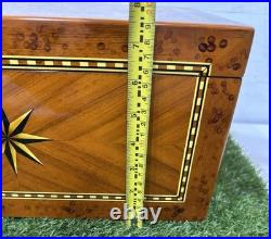 Vintage Italian Parquetry Inlaid Cigar Humidor Box 8 Point Star Handmade